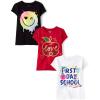 The Children’s Place,Girls,School,Learning Short Sleeve Graphic T-Shirts,3 Pack(Paint Face/Love/First Day of School)