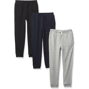 And Toddler Boy Active Striped Fleece Jogger Pants 2-pack(Black/Navy/Heather Grey 3-pack)