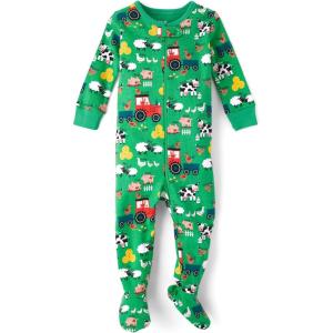 The Children’S Place Baby-Boys And Toddler Long Sleeve 100% Cotton Zip-Front One Piece Footed Pajamas(Farm Animals)