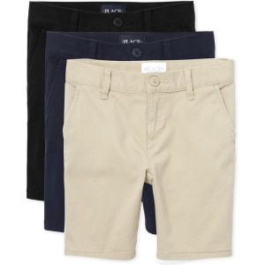 The Children’S Place Girls Chino Shorts(Black/Sandy/Tidal 3 Pack)