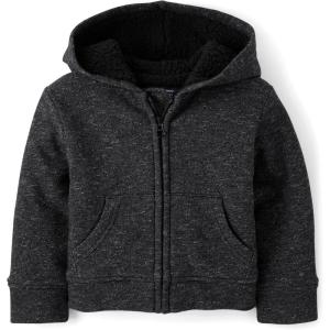 The Children’s Place And Toddler Long Sleeve, Sherpa Lined, Zip-front Hoodie Sweatshirt(Black)