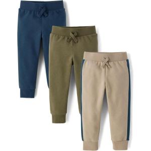 The Children’s Place Baby Boys’ Active Fleece Jogger Pants 2 Pack(Gray/Blue/Olive 3-pack)