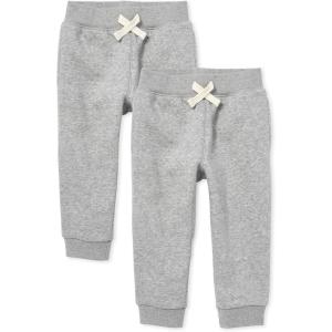The Children’s Place Baby Boys’ Active Fleece Jogger Pants(Lt Grey 2-pack)