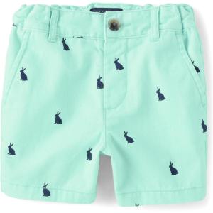 The Children’s Place Baby Boys Chino Shorts(Aqua Bunny Print)