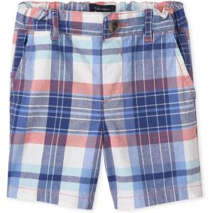 The Children’s Place Baby Boys Chino Shorts(Blue/Orange Plaid)