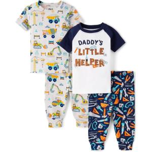 The Children’s Place Baby Boys’ Snug Fit 100% Cotton Short Sleeve Top and Pants 2 Piece Pajama Set(Daddys Helper 2-pack)
