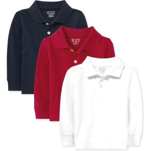 The Children’s Place Baby Boys’ Uniform Pique Polo (2 Pack)(Nautico/Classic Red/White 3-pack)
