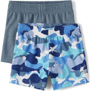 The Children’s Place Baby Boys’ and Toddler Active Knit Shorts(Blue/Shark 2-pack)