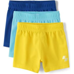 The Children’s Place Baby Boys’ and Toddler Active Knit Shorts(Navy/Aqua/Yellow 3-pack)