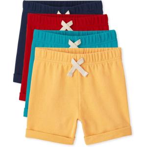 The Children’s Place Baby Boys’ and Toddler Active Knit Shorts(Yellow/ Sky/Hampton Red/ Navy 4-pack)
