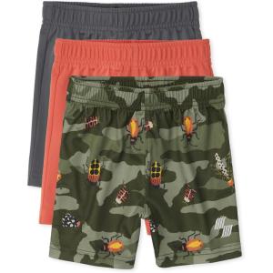 The Children’s Place Baby Boys’ and Toddler Athletic Basketball Shorts(Blood Orange/Fin Gray/Field Olive)