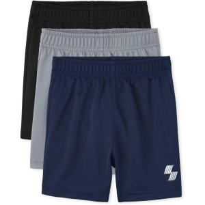 The Children’s Place Baby Boys’ and Toddler Athletic Basketball Shorts(Fin Gray/Black Ice/Tidal 3-pack)
