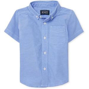 The Children’s Place Baby Boys and Toddler Boys Short Sleeve Oxford Button Down Shirt(Light Blue)