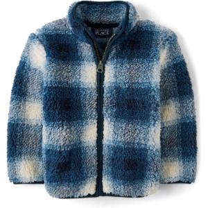 The Children’s Place Baby Boy’s and Toddler Cozy Fuzzy Sherpa Jacket(Tidal Plaid)