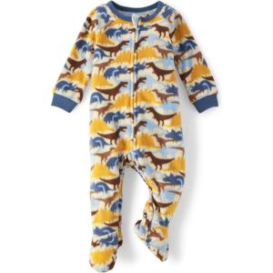 The Children’s Place Baby Boys’ and Toddler Fleece Zip-Front One Piece Footed Pajama(Dino Camo)