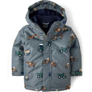 The Children’s Place Baby Boys’ and Toddler Heavy 3 in 1 Winter Jacket, Wind Water-Resistant Shell, Fleece Inner(Thunderstorm)