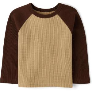 The Children’s Place Baby Boys’ and Toddler Long Sleeve Everday Casual Thermal Knit Shirt(Sierra Tan Raglan)