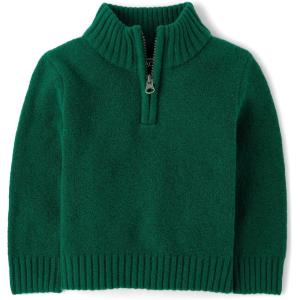 The Children’s Place Baby Boys’ and Toddler Long Sleeve Quarter Zip Pullover Sweater(Spruceshad)