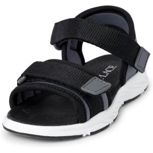 The Children’s Place Baby Boys and Toddler Sporty Sandal with Adjustable Straps(Black/Grey)