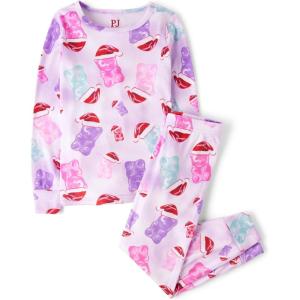 The Children’s Place Baby Christmas and Holiday Kids 2 Piece Pajama Sets, Velour(Santa Hat Gummy Bears)