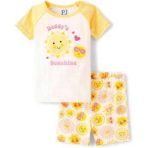 The Children’s Place Baby Girls And Newborn 100% Cotton Short Sleeve Top and Shorts 2 Piece Pajama Set(Sunshine)