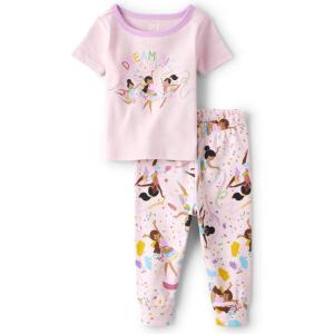 The Children’s Place Baby Girls And Toddler Short Sleeve Top and Pants Snug Fit 100% Cotton 2 Piece Pajama Set(Dream Big)