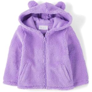 The Children’s Place Baby Girls’ Cozy Sherpa Hooded Full Zip Sweatshirt(Dream Lilac Critter)