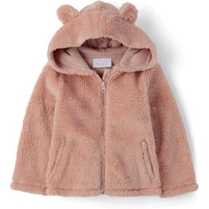 The Children’s Place Baby Girls’ Cozy Sherpa Hooded Full Zip Sweatshirt(Warm Blush Critter)