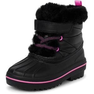 The Children’s Place Baby Girls’ Faux Fur Trim Snow Boot(Black Toggle)