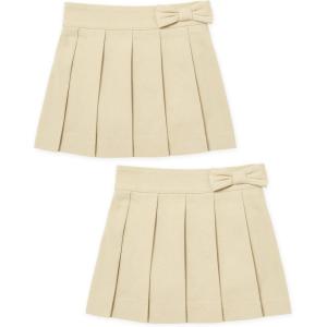 The Children’s Place Baby Girls’ Uniform Bow Pleated Skort 2 Pack(Sandy 2-pack)