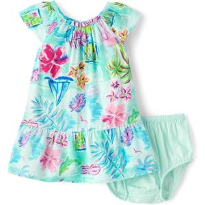 The Children’s Place Baby Girls’ and Newborn Casual Short Sleeve Dress with Diaper Cover(Tropical Cosmos)