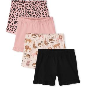 The Children’s Place Baby Girls’ and Toddler Assorted Knit Shorts(Black/ Jungle Wonder/ Crystal Pink 4-pack)