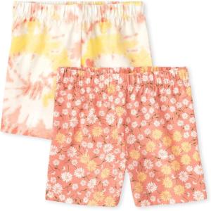 The Children’s Place Baby Girls’ and Toddler Assorted Knit Shorts(Pretty Peach 2-pack)
