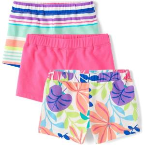 The Children’s Place Baby Girls’ and Toddler Assorted Knit Shorts(Tropical Stripe 3-pack)