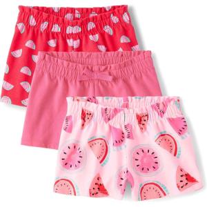The Children’s Place Baby Girls’ and Toddler Assorted Pull on Paper Bag Shorts(Watermelons/Pink/Strawberries 3-pack)