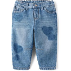 The Children’s Place Baby Girls’ and Toddler Barrel Leg Jeans(Peak Wash Hearts)