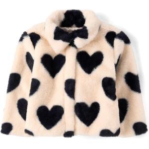 The Children’s Place Baby Girl’s and Toddler Long Sleeve Snap Front Faux Fur Coat(Frappe Hearts)