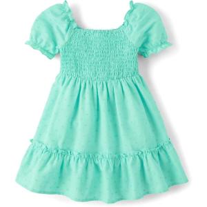 The Children’s Place Baby Girls’ and Toddler Short Sleeve Casual Dresses(Mint Tea)