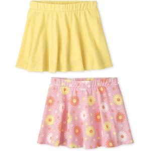 The Children’s Place Baby Girls’ and Toddler Stretchy Waistband Skort(Daisy/Yellow 2-pack)