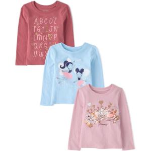 The Children’s Place Baby Girls’ and Toddler Unicorns,Butterflies,Trends Long Sleeve Graphic T-Shirts,3 Pack(Alaphabet/Fairies/Crown)
