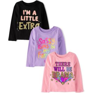 The Children’s Place Baby Girls’ and Toddler Unicorns,Butterflies,Trends Long Sleeve Graphic T-Shirts,3 Pack(Extra/Sassy/Drama)