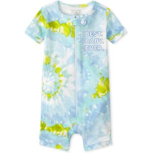 The Children’s Place Baby Short Sleeve Zip front One Piece Footless Pajama(Best Kid Tie Dye)