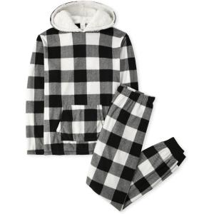 The Children’s Place Baby and Family Matching Fleece Holiday Pajama Set(Black/White Check)