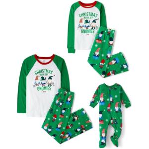 The Children’s Place Baby and Family Matching Fleece Holiday Pajama Set(Green Christmas With My Gnomies)