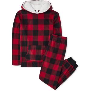 The Children’s Place Baby and Family Matching Fleece Holiday Pajama Set(Red/Black Check)