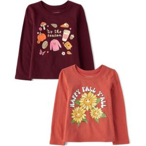 The Children’s Place Baby and Toddler All Holidays,Birthdays Long Sleeve Graphic T-Shirts,2 Pack(Tis the Season /Happy Fall)