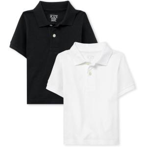 The Children’s Place Baby and Toddler Boys Short Sleeve Polo Shirt(Black/White 2-pack)