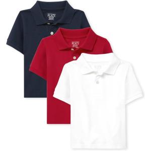 The Children’s Place Baby and Toddler Boys Short Sleeve Polo Shirt(Nautico/Classic Red/White 3-pack)
