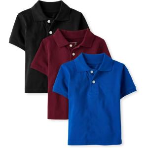 The Children’s Place Baby and Toddler Boys Short Sleeve Polo Shirt(Redwood/Renew Blue/Black 3-pack)