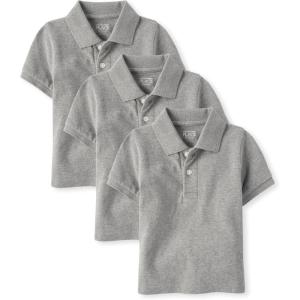 The Children’s Place Baby and Toddler Boys Short Sleeve Polo Shirt(Smoke 3-pack)